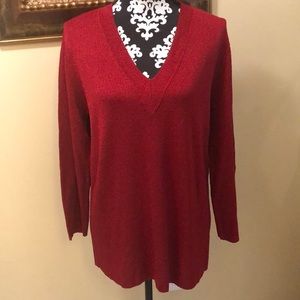 🇺🇸 French Rags V-neck long sleeve rayon deep red knit sweater